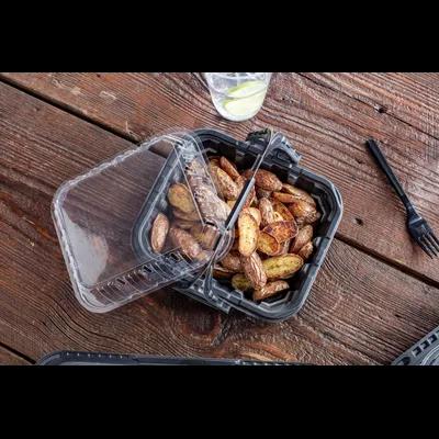 MealMaster® Chicken Container & Lid Combo With Dome Lid Small (SM) 4 Piece MFPP OPS Black Clear With Handle 100/Case