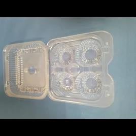 Cupcake Muffin Hinged Container With Dome Lid 6.75X6.75X2.75 IN 4 Compartment OPS Clear Square 250/Case