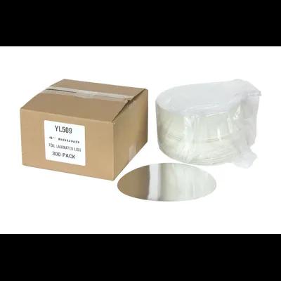 Lid Flat 9.3X9.1 IN Paperboard White Silver Round For Container 300/Case