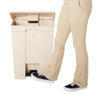 Trash 1-Stream Trash Can 16.1X19.8X26.5 IN 18 GAL 72 QT Beige Resin With Hinged Lid Step-On 1/Each