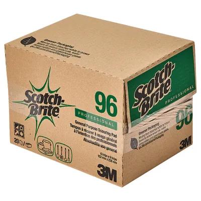 Scotch-Brite 96 General Purpose Scouring Pad 9X6 IN Medium Duty Mineral Dark Green 20 Count/Box 3 Box/Case 60 Count/Case