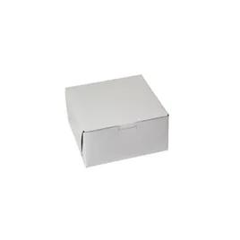 Bakery Box 10X10X3 IN Paperboard White Square Easy Lock 1-Piece 250/Bundle