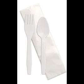 Senate 3PC Cutlery Kit PP White Medium Weight With White 13X13 Napkin,Fork,Teaspoon 500/Case