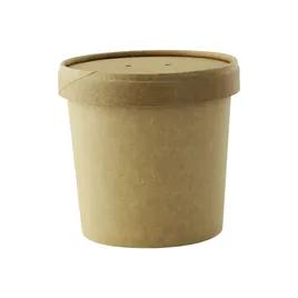 Soup Food Container Base & Lid Combo 12 OZ Kraft Paperboard Round 25 Count/Pack 20 Packs/Case 500 Count/Case