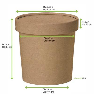 Soup Food Container Base & Lid Combo 12 OZ Kraft Paperboard Round 25 Count/Pack 20 Packs/Case 500 Count/Case