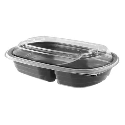 MicroRaves® Take-Out Container Base & Lid Combo With Dome Lid 8-12 OZ PP Black Clear Anti-Fog 126/Case