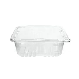 Deli Container Hinged With Flat Lid 64 OZ RPET Clear Rectangle Tamper-Evident 134/Case