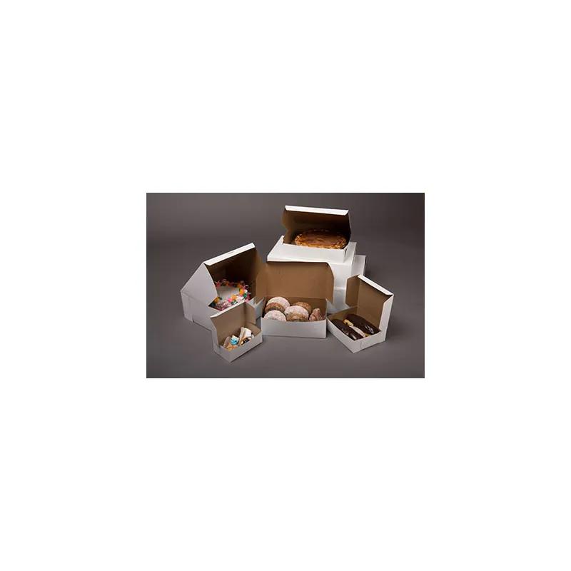 Easy Lock Bakery Box 8X5X3 IN SUS Paperboard CRB White Rectangle Lock Corner 1-Piece 250/Bundle