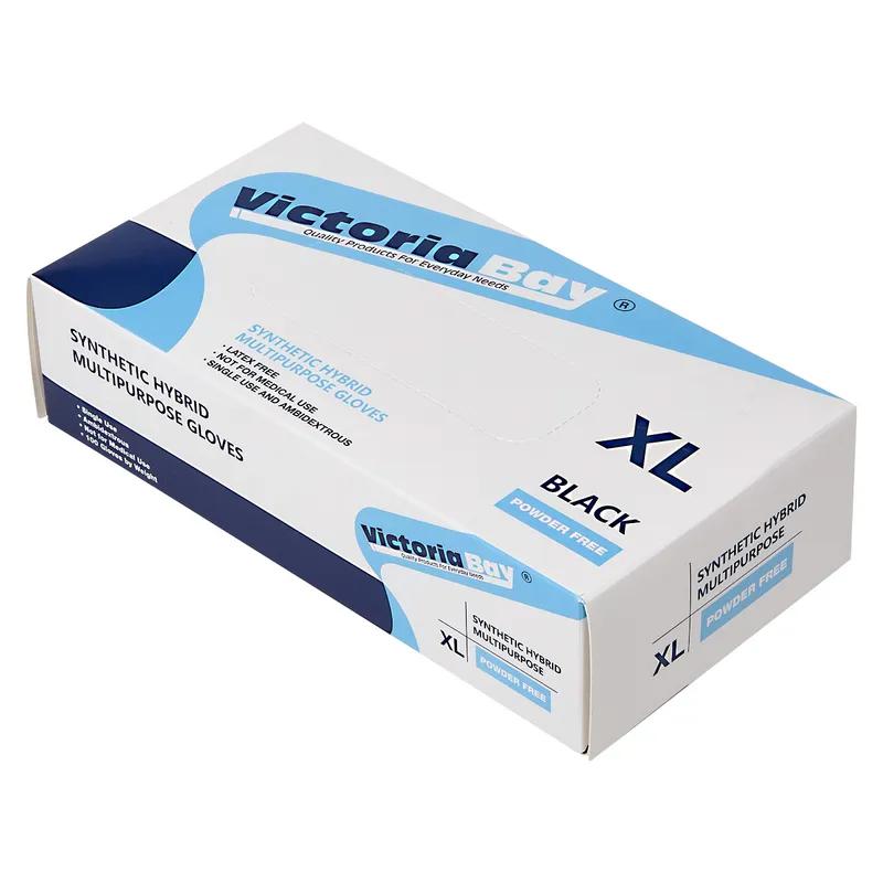 Victoria Bay General Purpose Gloves XL Black 2.5MIL Vitrile Disposable Powder-Free 100 Count/Pack 10 Packs/Case
