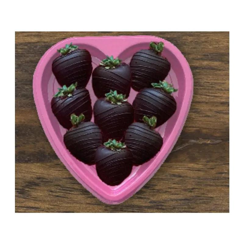 Take-Out Container Base & Lid Combo With Flat Lid 20 OZ Plastic Pink Red Heart 50/Case