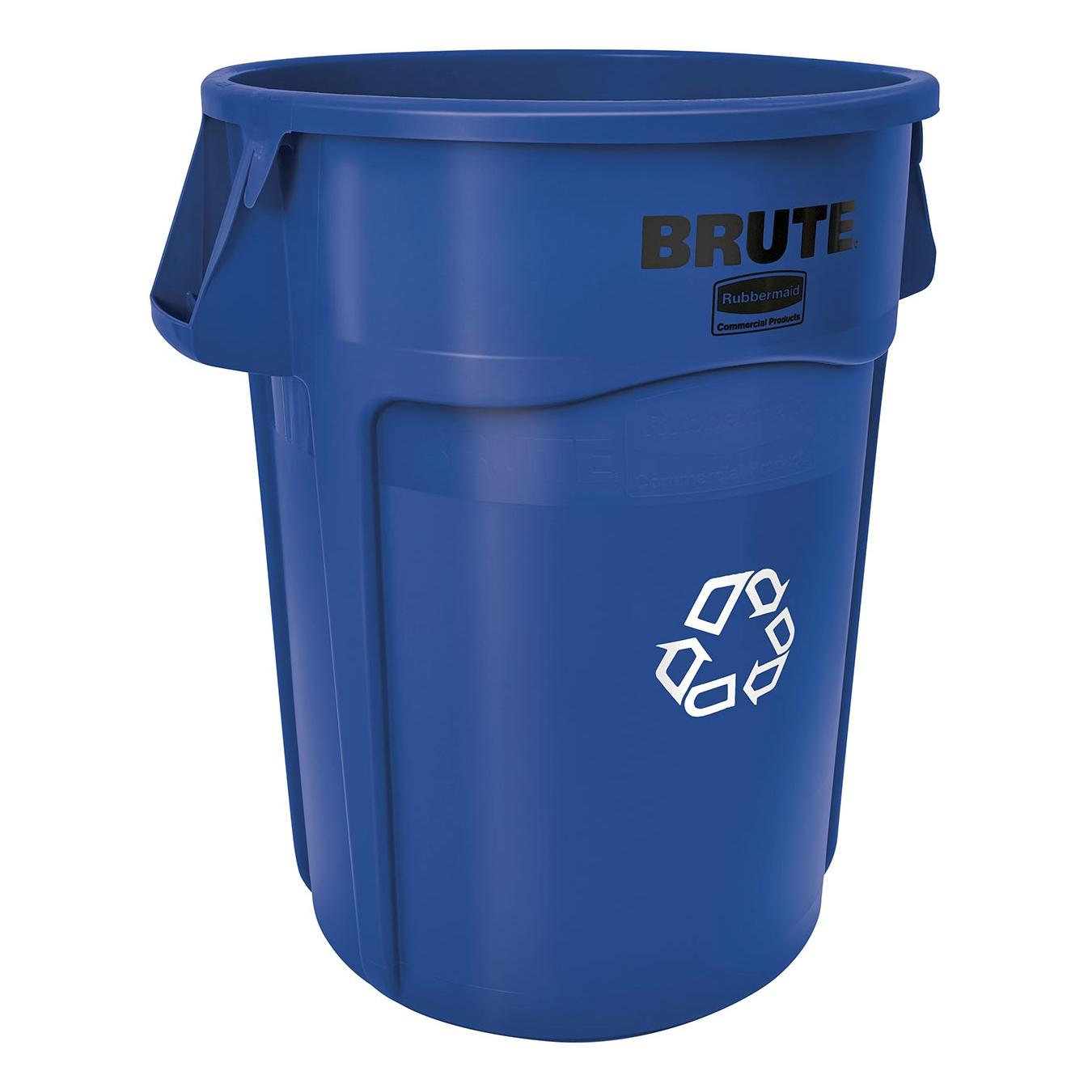 Brute® 1-Stream Recycling Bin 24X27X31.5 IN 44 GAL 176 QT Blue Resin Venting Channels Food Safe 1/Each