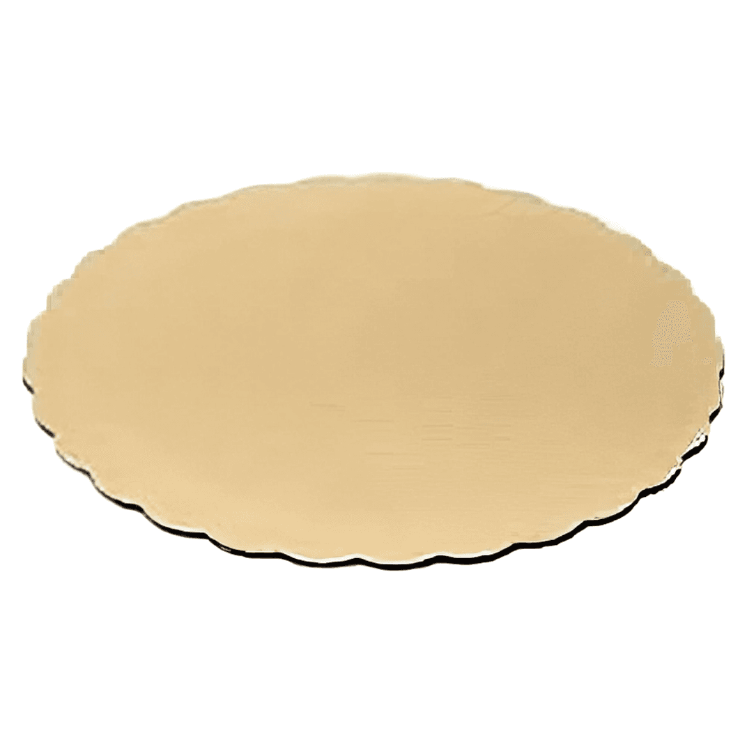 Cake Circle 8 IN Foil-Lined Paper Gold Round Scalloped 200/Case
