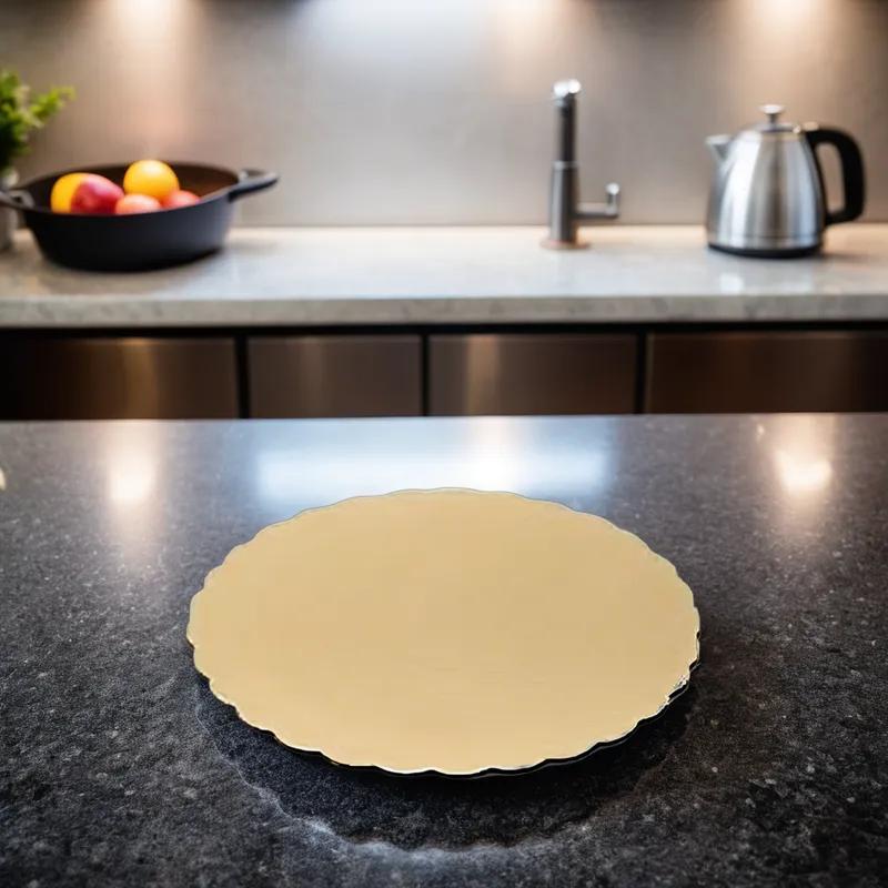 Cake Circle 8 IN Foil-Lined Paper Gold Round Scalloped 200/Case