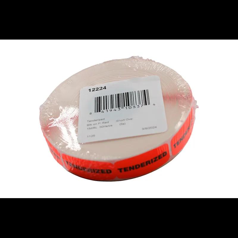 Tenderized Label Black Fluorescent Red Short Oval Dayglo 1000 Count/Roll 50 Rolls/Case 50000 Count/Case