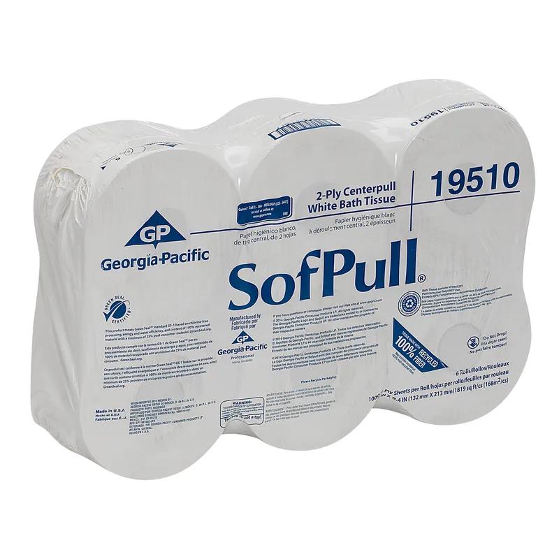 Sofpull® Toilet Paper & Tissue Roll 8.4X5.25 IN 2PLY White Centerpull High Capacity 1000 Sheets/Roll 6 Rolls/Case