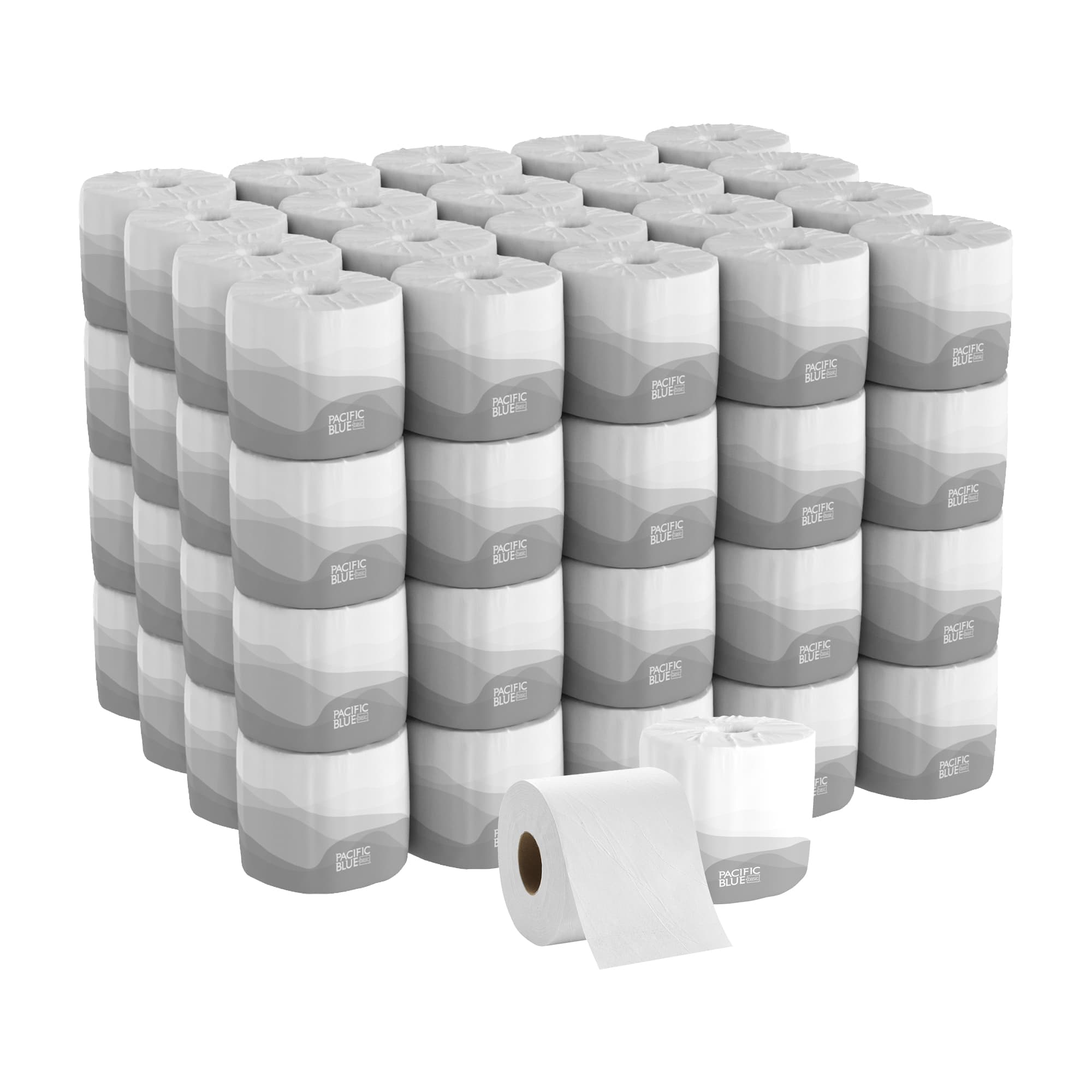 Pacific Blue Basic Toilet Paper & Tissue Roll 4X3.8 IN 2PLY White Embossed Standard EPA Indicator 550 Sheets/Roll