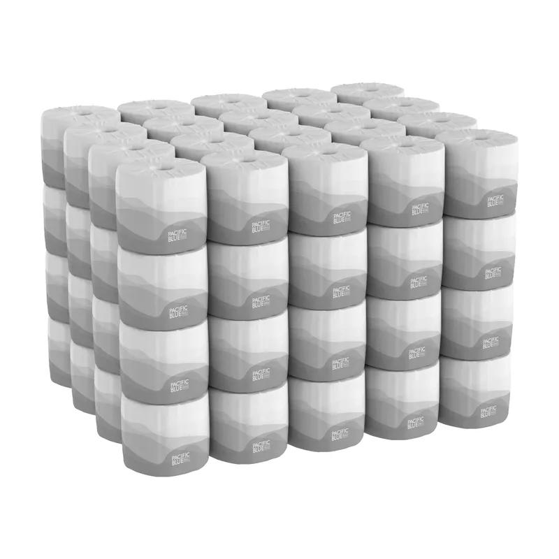 Pacific Blue Basic Toilet Paper & Tissue Roll 4X3.8 IN 2PLY White Embossed Standard EPA Indicator 550 Sheets/Roll