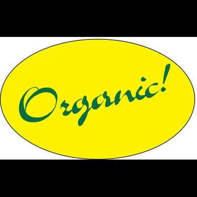 Organic Label 1.25X2 IN Yellow Oval 500/Roll