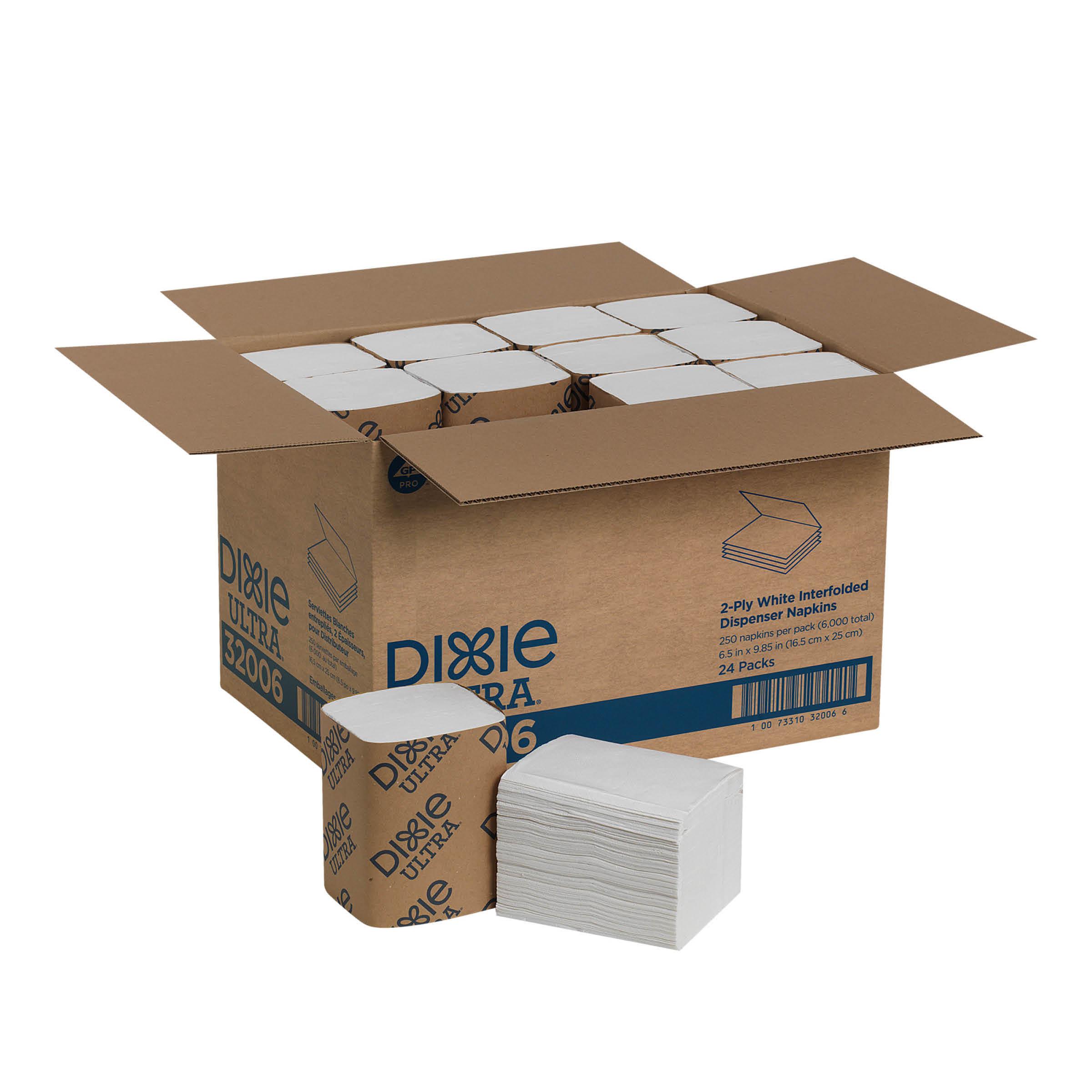 Dixie® Ultra Dispenser Napkins 9.9X6.5 IN White Paper 2PLY Single Fold 250 Count/Pack 24 Packs/Case 6000 Count/Case
