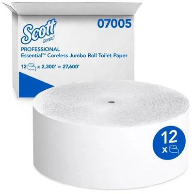 Scott® Toilet Paper & Tissue Roll 3.78IN X2300FT 1PLY White Coreless High Capacity 2300 Sheets/Roll 12 Rolls/Case