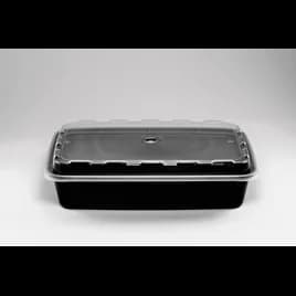 Take-Out Container Base & Lid Combo 28 OZ Plastic Black Clear Oblong 150/Case