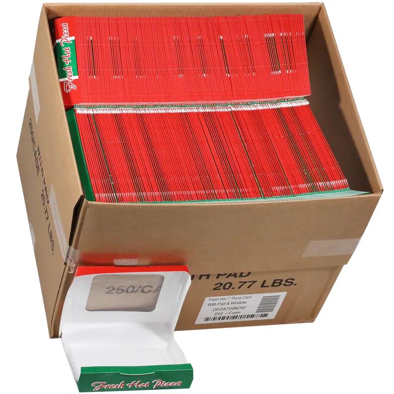 Pizza Box Hinged 7X7X1.75 IN Paperboard Multicolor Stock Print With Window 250/Case