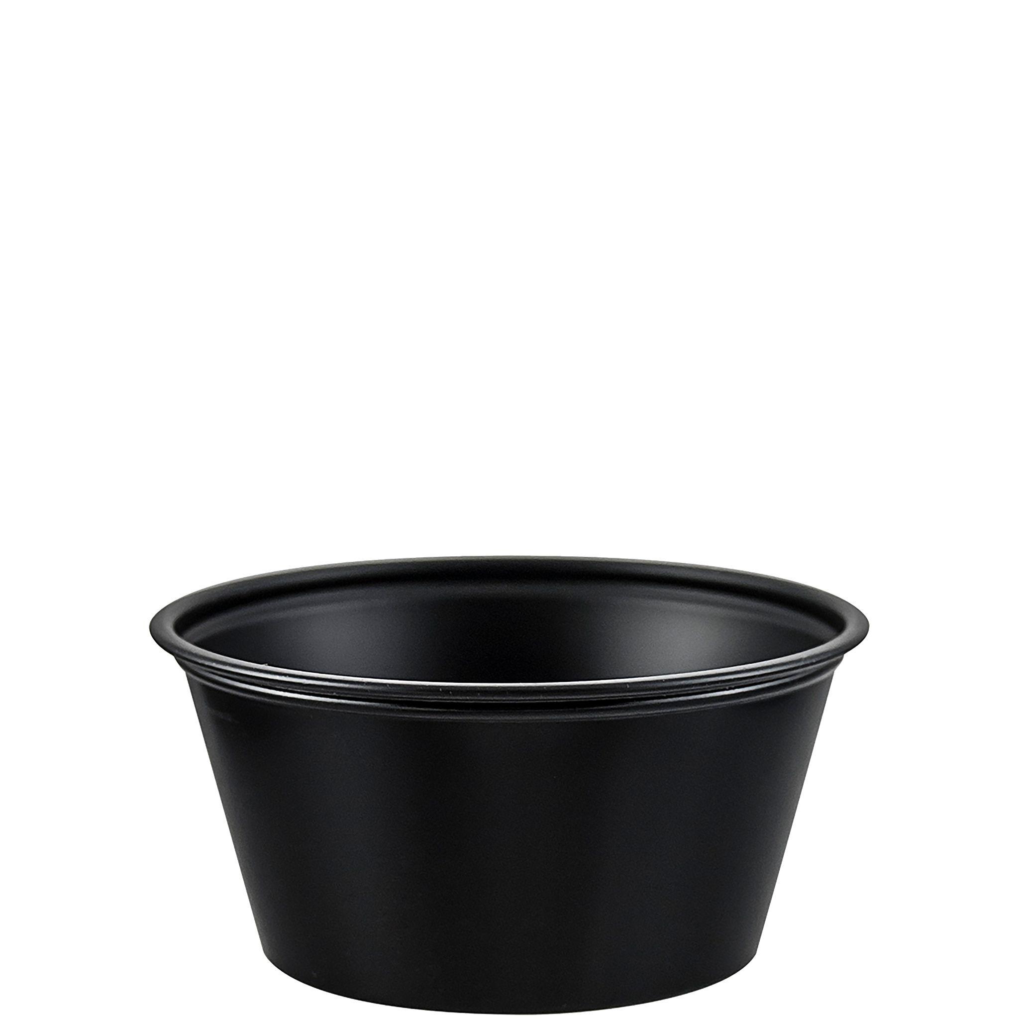 Solo® Souffle & Portion Cup 3.25 OZ PS Black Round Stackable 250 Count/Pack 10 Packs/Case 2500 Count/Case