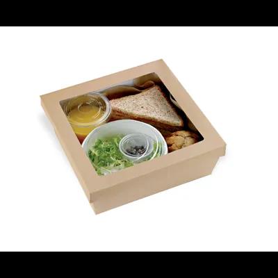 Kray Bakery Box 102 OZ 9.8X9.8X2 IN Corrugated Paperboard Kraft With Window 25 Count/Pack 4 Packs/Case 100 Count/Case