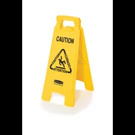 Floor Sign 1.5X11X26 IN Caution Yellow Plastic Multilingual 2-Sided 1/Each