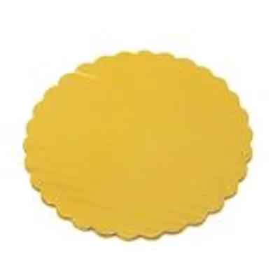 Cake Board 6.25 IN Corrugated Paperboard Gold Round Scalloped 200/Case