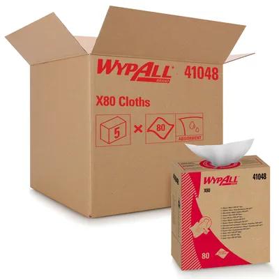 WypAll® X80 Cleaning Towel 8.34X16.8 IN Heavy Duty HydroKnit White Pop-Up Box 5/Case