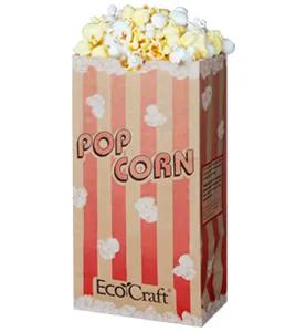 Bagcraft® EcoCraft® Popcorn Bag 8.25X4.25X2.5 IN 46 OZ Paper Poly Blend Red Stripe 1000/Case