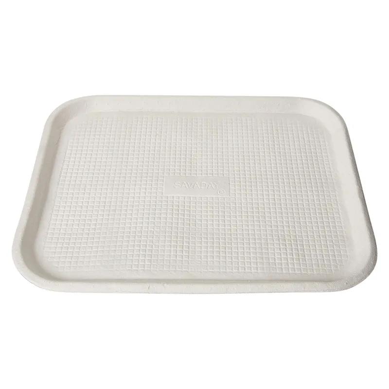 Savaday® Serving Tray 14X18 IN Molded Fiber White Rectangle 100/Case