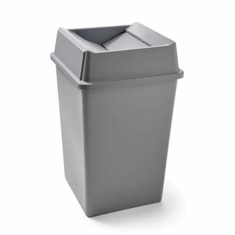1-Stream Trash Can 19.5X19.5X27.63 IN 35 GAL 140 QT Gray Square Resin 1/Each