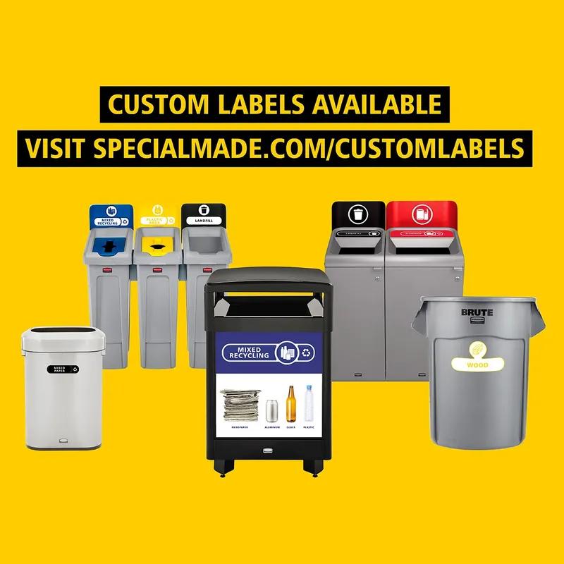 Landfill 1-Stream Trash Can 17.64X8.82X32.48 IN Silver Half Round Stainless Steel With Open Lid 1/Each