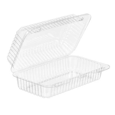 Essentials Take-Out Container Hinged With Dome Lid Small (SM) 7X3X2 IN RPET Clear Rectangle Bar Lock 400/Case