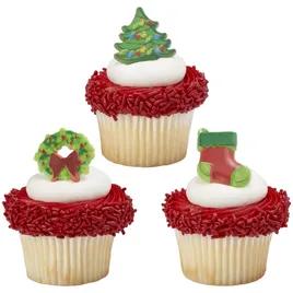 Cake & Cupcake Topper Ring Plastic Multicolor Whimsical Christmas 144/Pack