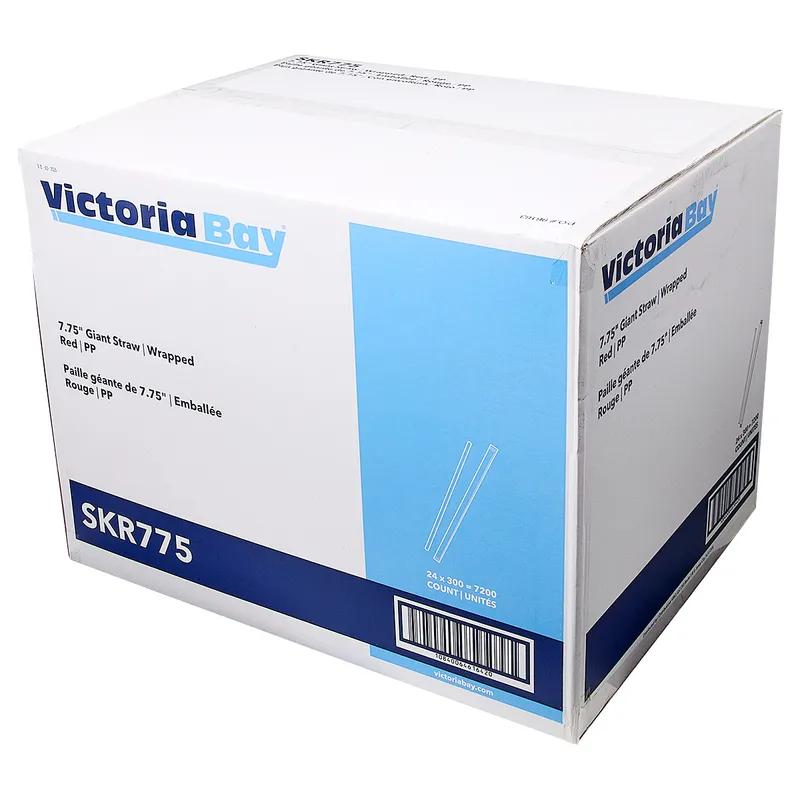 Victoria Bay Giant Straw 7.75 IN PP Red Wrapped 300 Count/Pack 24 Packs/Case 7200 Count/Case
