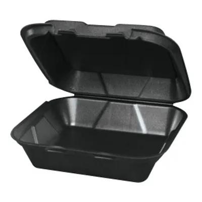 Take-Out Container Hinged 8X8 IN Polystyrene Foam Black 200/Case