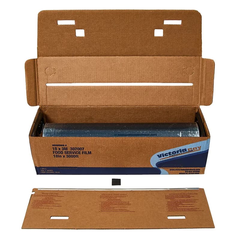 Victoria Bay Multi-Purpose Cling Film Roll 18IN X3000FT Plastic 35 Gauge Clear With Dispenser Box 1/Roll