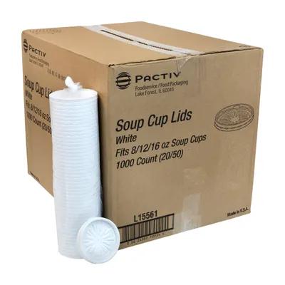 Lid Flat 3.9X0.5 IN HIPS OPS White Round For 8-12-16 OZ Container 1000/Case