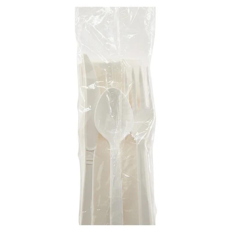 WNA 4PC Cutlery Kit White Heavy Duty With Napkin,Fork,Knife,Teaspoon 250/Case