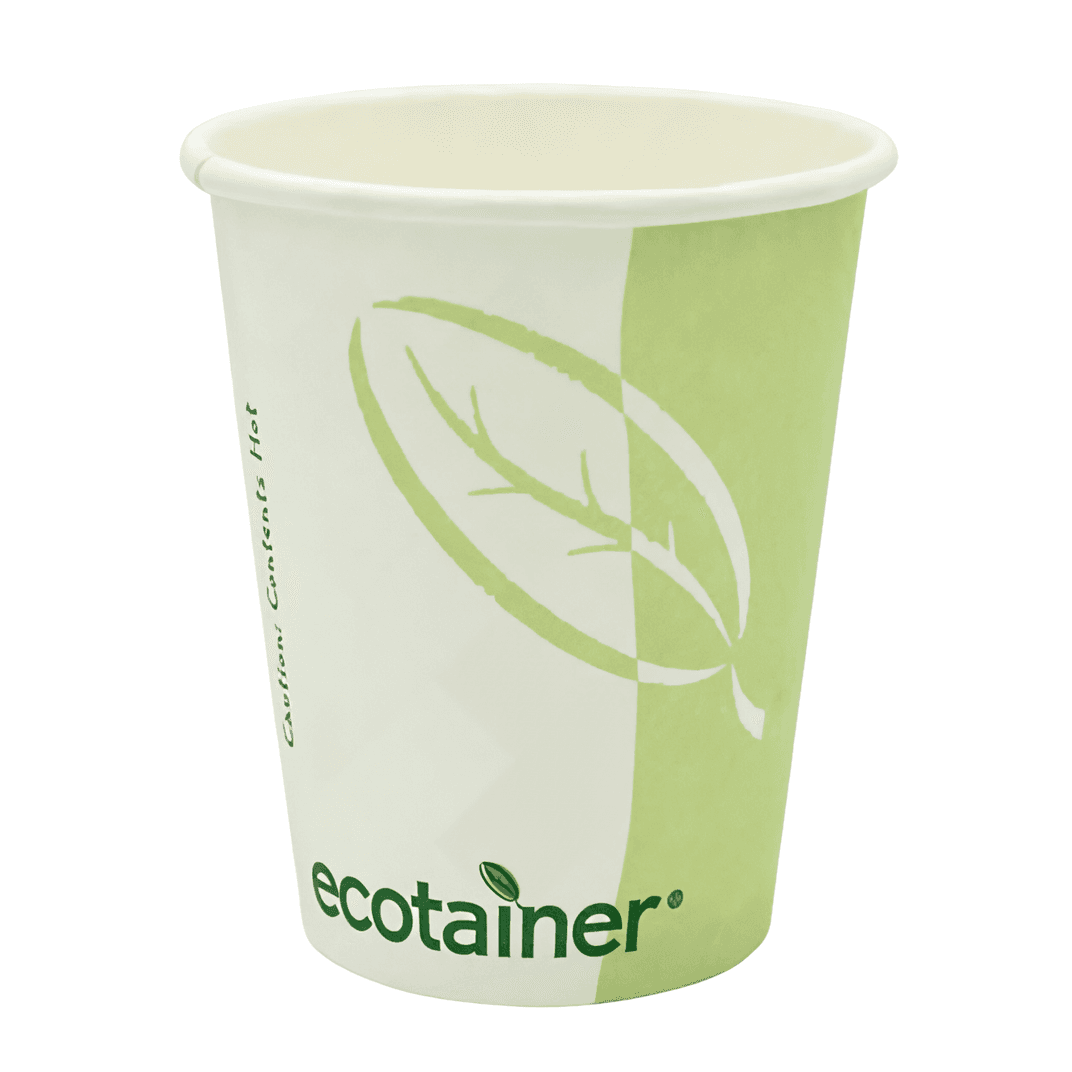 ecotainer Hot Cup 8 OZ Paper PLA White Green 1000/Case
