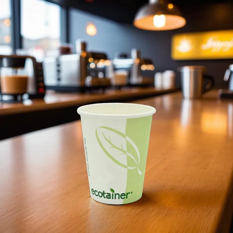 ecotainer Hot Cup 8 OZ Paper PLA White Green 1000/Case