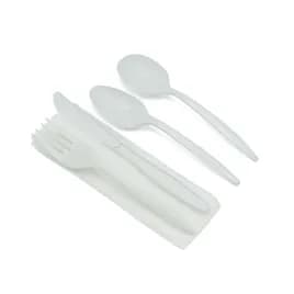 Victoria Bay 5PC Cutlery Kit PP Medium Weight With Napkin,Fork,Knife,Soup Spoon,Teaspoon 250/Case