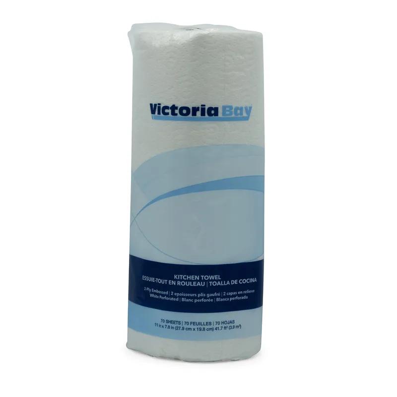 Victoria Bay Household & Kitchen Roll Paper Towel 10.98 IN 2PLY Virgin Paper White Embossed 70 Sheets/Roll 30 Rolls/Case
