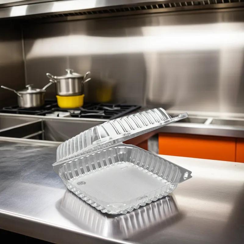 Take-Out Container Hinged Large (LG) 9X9X3 IN OPS Clear 200/Case