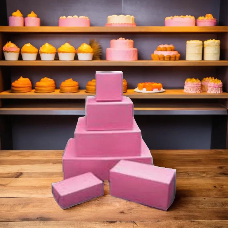 Cake Box 1/2 Size 19.5X14X4 IN Paperboard Pink Rectangle 2 Piece 100/Case