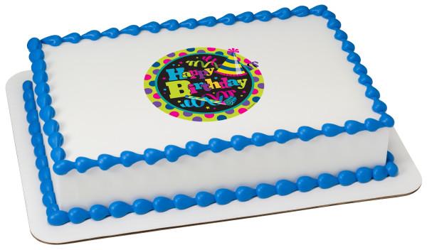 Edible Image 6.25X6.25X0.1 IN Happy Birthday Dazzle EI 12/Pack