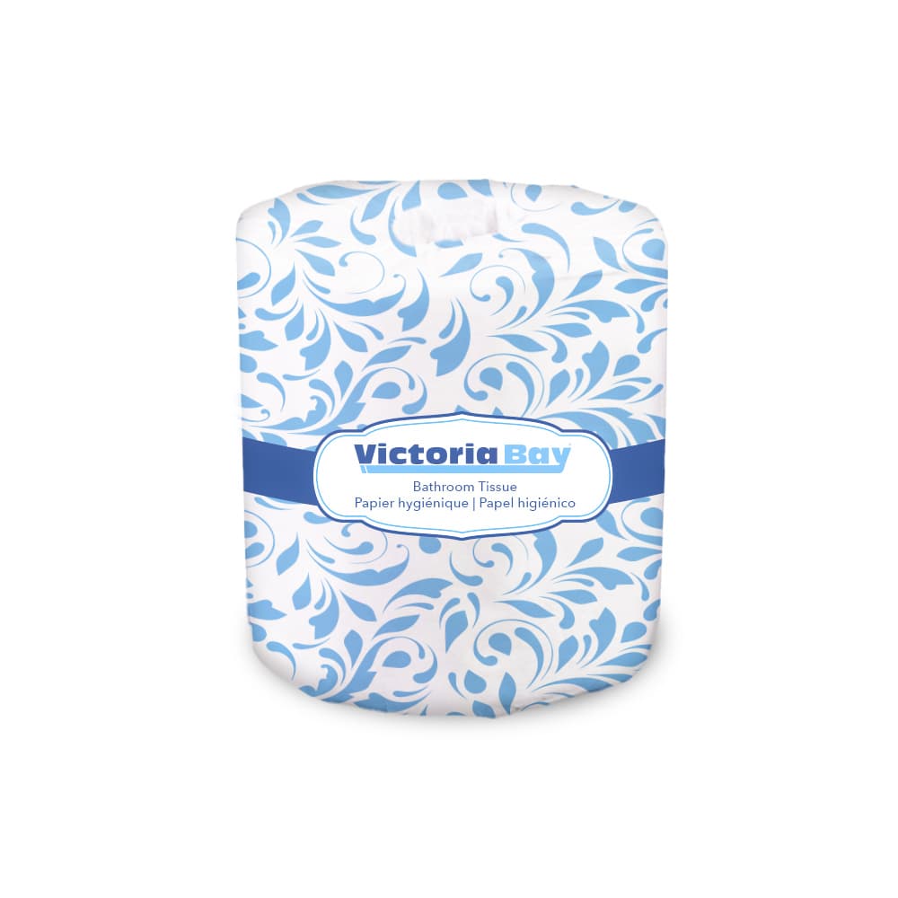 Victoria Bay Toilet Paper & Tissue Roll 4X3 IN 2PLY Recycled Paper White 500 Sheets/Roll 96 Rolls/Case